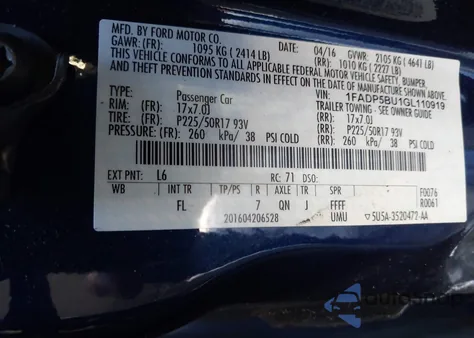 2016 Ford C-Max Hybrid Sel из США, поврежденный, VIN 1FADP5BU1GL110919
